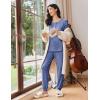 Ekouaer Womens Pajama Sets Long Sleeve Lounge Set 2 Piece Pj Sets for Women Henley Neck Casual Sleepwear Loungewear S-XXL(Navy Blue)