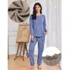 Ekouaer Womens Pajama Sets Long Sleeve Lounge Set 2 Piece Pj Sets for Women Henley Neck Casual Sleepwear Loungewear S-XXL(Navy Blue)