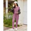 Ekouaer Womens Pajama Sets Long Sleeve Lounge Set 2 Piece Pj Sets for Women Henley Neck Casual Sleepwear Loungewear S-XXL(Purple)