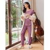 Ekouaer Womens Pajama Sets Long Sleeve Lounge Set 2 Piece Pj Sets for Women Henley Neck Casual Sleepwear Loungewear S-XXL(Purple)
