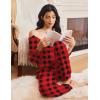 Ekouaer Womens Pajama Sets Long Sleeve Lounge Set 2 Piece Pj Sets for Women Henley Neck Casual Sleepwear Loungewear S-XXL(Red and Black Plaid)