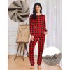 Ekouaer Womens Pajama Sets Long Sleeve Lounge Set 2 Piece Pj Sets for Women Henley Neck Casual Sleepwear Loungewear S-XXL(Red and Black Plaid)