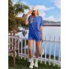 Ekouaer Womens Pajama Sets Short Sleeve Lounge Sets 2 Piece Pjs Tops and Shorts Outfits Matching Loungewear with Pockets(Blue)