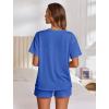 Ekouaer Womens Pajama Sets Short Sleeve Lounge Sets 2 Piece Pjs Tops and Shorts Outfits Matching Loungewear with Pockets(Blue)