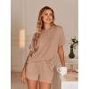 Ekouaer Womens Pajama Sets Short Sleeve Lounge Sets 2 Piece Pjs Tops and Shorts Outfits Matching Loungewear with Pockets(Brown)