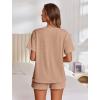 Ekouaer Womens Pajama Sets Short Sleeve Lounge Sets 2 Piece Pjs Tops and Shorts Outfits Matching Loungewear with Pockets(Brown)