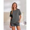 Ekouaer Womens Pajama Sets Short Sleeve Lounge Sets 2 Piece Pjs Tops and Shorts Outfits Matching Loungewear with Pockets(Dark Grey)