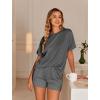 Ekouaer Womens Pajama Sets Short Sleeve Lounge Sets 2 Piece Pjs Tops and Shorts Outfits Matching Loungewear with Pockets(Dark Grey)