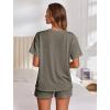 Ekouaer Womens Pajama Sets Short Sleeve Lounge Sets 2 Piece Pjs Tops and Shorts Outfits Matching Loungewear with Pockets(Dark Olive Green)