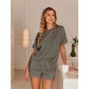 Ekouaer Womens Pajama Sets Short Sleeve Lounge Sets 2 Piece Pjs Tops and Shorts Outfits Matching Loungewear with Pockets(Dark Olive Green)