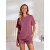 Ekouaer Womens Pajama Sets Short Sleeve Lounge Sets 2 Piece Pjs Tops and Shorts Outfits Matching Loungewear with Pockets(Dark Pink)