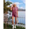 Ekouaer Womens Pajama Sets Short Sleeve Lounge Sets 2 Piece Pjs Tops and Shorts Outfits Matching Loungewear with Pockets(Dark Pink)