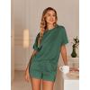 Ekouaer Womens Pajama Sets Short Sleeve Lounge Sets 2 Piece Pjs Tops and Shorts Outfits Matching Loungewear with Pockets(Forestgreen)