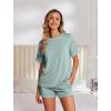 Ekouaer Womens Pajama Sets Short Sleeve Lounge Sets 2 Piece Pjs Tops and Shorts Outfits Matching Loungewear with Pockets(Glacial Green)