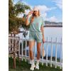 Ekouaer Womens Pajama Sets Short Sleeve Lounge Sets 2 Piece Pjs Tops and Shorts Outfits Matching Loungewear with Pockets(Glacial Green)
