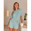 Ekouaer Womens Pajama Sets Short Sleeve Lounge Sets 2 Piece Pjs Tops and Shorts Outfits Matching Loungewear with Pockets(Glacial Green)