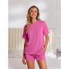 Ekouaer Womens Pajama Sets Short Sleeve Lounge Sets 2 Piece Pjs Tops and Shorts Outfits Matching Loungewear with Pockets(Hot Pink)