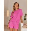 Ekouaer Womens Pajama Sets Short Sleeve Lounge Sets 2 Piece Pjs Tops and Shorts Outfits Matching Loungewear with Pockets(Hot Pink)
