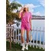 Ekouaer Womens Pajama Sets Short Sleeve Lounge Sets 2 Piece Pjs Tops and Shorts Outfits Matching Loungewear with Pockets(Hot Pink)