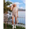 Ekouaer Womens Pajama Sets Short Sleeve Lounge Sets 2 Piece Pjs Tops and Shorts Outfits Matching Loungewear with Pockets(Light Khaki)
