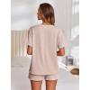 Ekouaer Womens Pajama Sets Short Sleeve Lounge Sets 2 Piece Pjs Tops and Shorts Outfits Matching Loungewear with Pockets(Light Khaki)