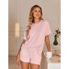 Ekouaer Womens Pajama Sets Short Sleeve Lounge Sets 2 Piece Pjs Tops and Shorts Outfits Matching Loungewear with Pockets(Light Pink)