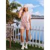 Ekouaer Womens Pajama Sets Short Sleeve Lounge Sets 2 Piece Pjs Tops and Shorts Outfits Matching Loungewear with Pockets(Light Pink)