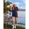 Ekouaer Womens Pajama Sets Short Sleeve Lounge Sets 2 Piece Pjs Tops and Shorts Outfits Matching Loungewear with Pockets(Navy Blue)