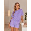 Ekouaer Womens Pajama Sets Short Sleeve Lounge Sets 2 Piece Pjs Tops and Shorts Outfits Matching Loungewear with Pockets(Purple)