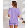Ekouaer Womens Pajama Sets Short Sleeve Lounge Sets 2 Piece Pjs Tops and Shorts Outfits Matching Loungewear with Pockets(Purple)