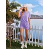 Ekouaer Womens Pajama Sets Short Sleeve Lounge Sets 2 Piece Pjs Tops and Shorts Outfits Matching Loungewear with Pockets(Purple)