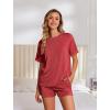 Ekouaer Womens Pajama Sets Short Sleeve Lounge Sets 2 Piece Pjs Tops and Shorts Outfits Matching Loungewear with Pockets(Red)