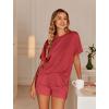 Ekouaer Womens Pajama Sets Short Sleeve Lounge Sets 2 Piece Pjs Tops and Shorts Outfits Matching Loungewear with Pockets(Red)