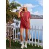 Ekouaer Womens Pajama Sets Short Sleeve Lounge Sets 2 Piece Pjs Tops and Shorts Outfits Matching Loungewear with Pockets(Red)