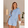 Ekouaer Womens Pajama Sets Short Sleeve Lounge Sets 2 Piece Pjs Tops and Shorts Outfits Matching Loungewear with Pockets(Sky Blue)