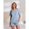 Ekouaer Womens Pajama Sets Short Sleeve Lounge Sets 2 Piece Pjs Tops and Shorts Outfits Matching Loungewear with Pockets(Sky Blue)