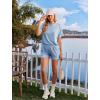 Ekouaer Womens Pajama Sets Short Sleeve Lounge Sets 2 Piece Pjs Tops and Shorts Outfits Matching Loungewear with Pockets(Sky Blue)