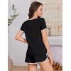 Ekouaer Womens Pajama Sets Short Sleeve Sleepwear Soft Pjs Sets Round Neck Summer 2 Piece Lounge Set with Pockets S-XXL(Black)