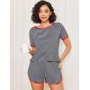 Ekouaer Womens Pajama Sets Short Sleeve Sleepwear Soft Pjs Sets Round Neck Summer 2 Piece Lounge Set with Pockets S-XXL(Black and White Stripe)
