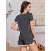 Ekouaer Womens Pajama Sets Short Sleeve Sleepwear Soft Pjs Sets Round Neck Summer 2 Piece Lounge Set with Pockets S-XXL(Dark Grey)