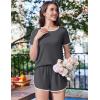 Ekouaer Womens Pajama Sets Short Sleeve Sleepwear Soft Pjs Sets Round Neck Summer 2 Piece Lounge Set with Pockets S-XXL(Dark Grey)