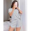 Ekouaer Womens Pajama Sets Short Sleeve Sleepwear Soft Pjs Sets Round Neck Summer 2 Piece Lounge Set with Pockets S-XXL(Grey Stripe)