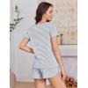 Ekouaer Womens Pajama Sets Short Sleeve Sleepwear Soft Pjs Sets Round Neck Summer 2 Piece Lounge Set with Pockets S-XXL(Grey Stripe)