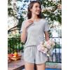 Ekouaer Womens Pajama Sets Short Sleeve Sleepwear Soft Pjs Sets Round Neck Summer 2 Piece Lounge Set with Pockets S-XXL(Grey Stripe)