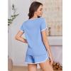 Ekouaer Womens Pajama Sets Short Sleeve Sleepwear Soft Pjs Sets Round Neck Summer 2 Piece Lounge Set with Pockets S-XXL(Light Blue)