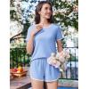 Ekouaer Womens Pajama Sets Short Sleeve Sleepwear Soft Pjs Sets Round Neck Summer 2 Piece Lounge Set with Pockets S-XXL(Light Blue)