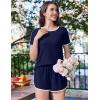 Ekouaer Womens Pajama Sets Short Sleeve Sleepwear Soft Pjs Sets Round Neck Summer 2 Piece Lounge Set with Pockets S-XXL(Navy Blue)