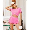 Ekouaer Womens Pajama Sets Short Sleeve Sleepwear Soft Pjs Sets Round Neck Summer 2 Piece Lounge Set with Pockets S-XXL(Peach Pink)