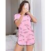 Ekouaer Womens Pajama Sets Short Sleeve Sleepwear Soft Pjs Sets Round Neck Summer 2 Piece Lounge Set with Pockets S-XXL(Pink – Heart and Love)