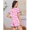 Ekouaer Womens Pajama Sets Short Sleeve Sleepwear Soft Pjs Sets Round Neck Summer 2 Piece Lounge Set with Pockets S-XXL(Pink – Heart and Love)